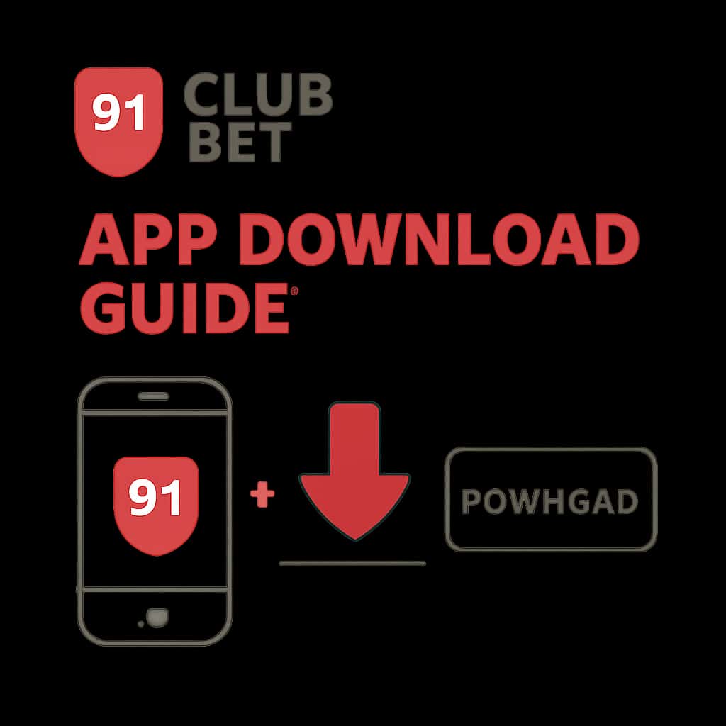 An educational illustration detailing the steps for downloading the 91 Club Bet app.