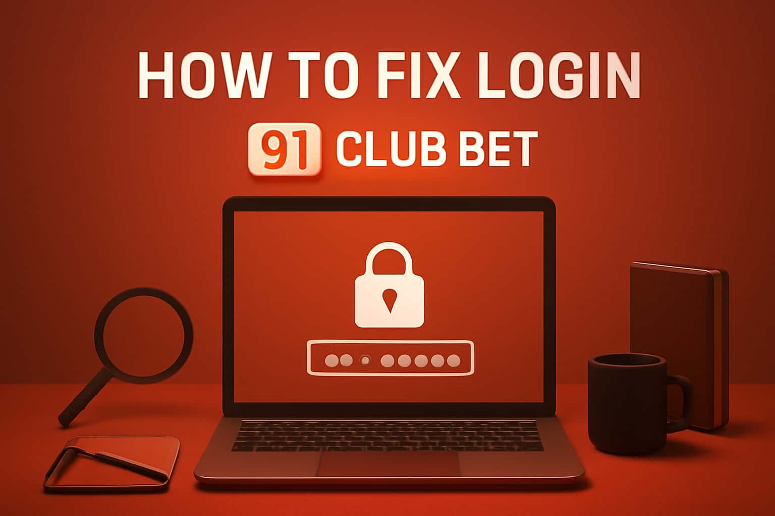 A futuristic scene illustrating how to fix login issues for 91 Club Bet providing clear access solutions.