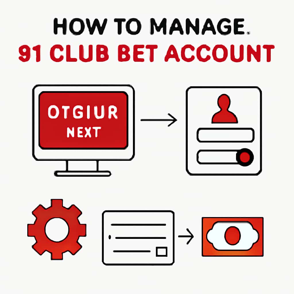 An educational diagram demonstrating steps to manage a 91 Club Bet account.