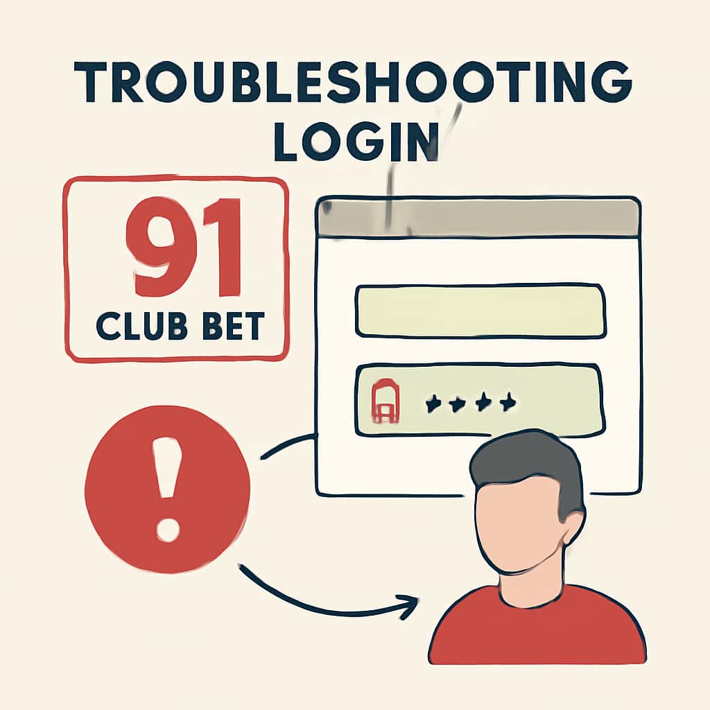 Illustration of common troubleshooting steps for 91 Club Bet login.
